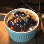 Eggless Mini Cheesecakes with Cherry White Chocolate Glaze